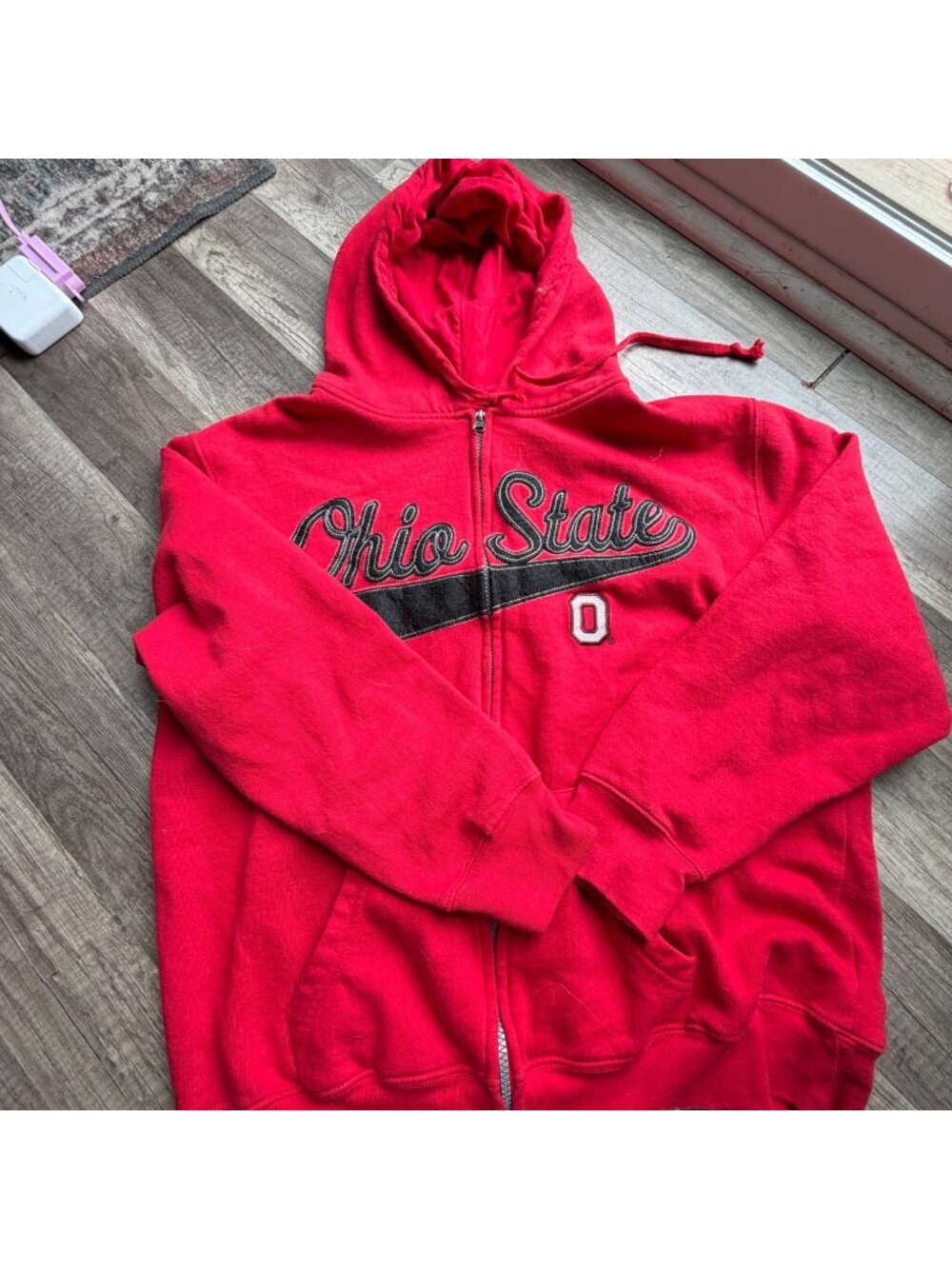 Ohio State Red Full-Zip Hoodie Sweatshirt By J. America Medium 60% Cotton 40% Po
